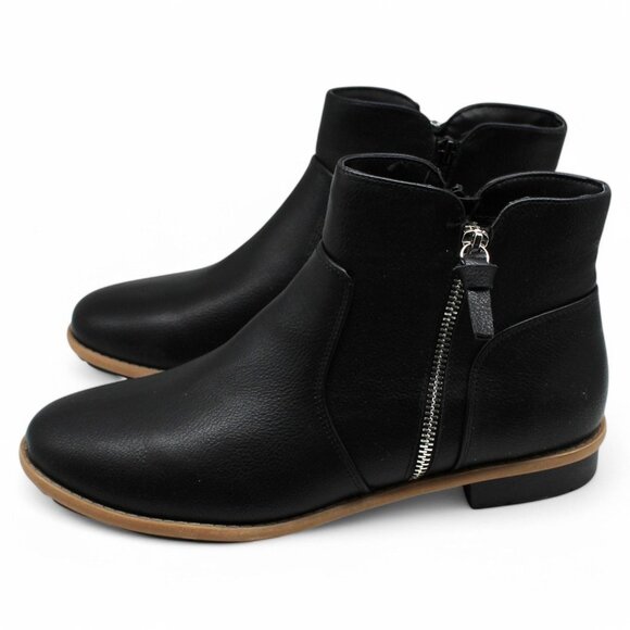 STYLE & COMPANY Womens Black Cushioned Zipper Accent Oaklynn Almond Toe Block He - Picture 6 of 8